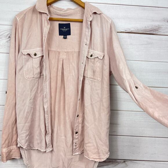 American Eagle Outfitters Womens Light Pink Small Button Down Long Sleeve - Picture 2 of 6